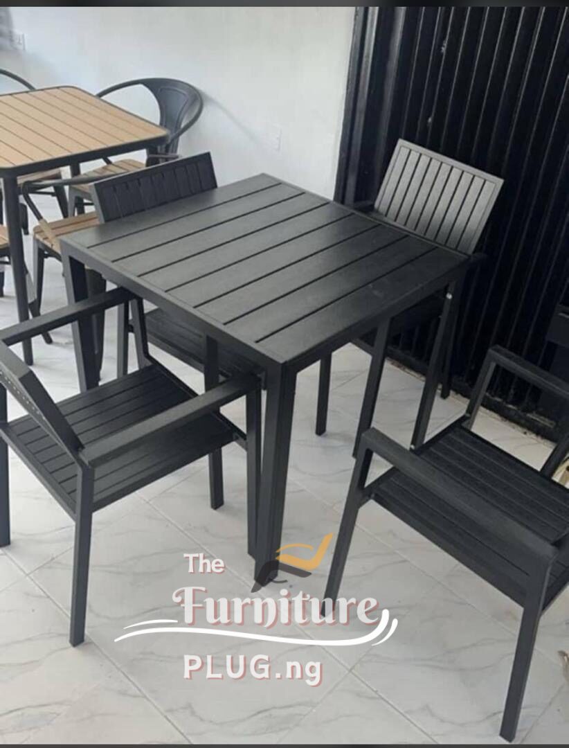 Classy Wooden Restaurant 4 Seater Dining Set with Metal Frame 1 Classy Minimalist Restaurant Cafe Dining Wooden Table and chair with metal frame
