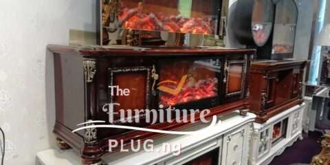 Luxury Royal Reddish Brown Fireplace TV stand