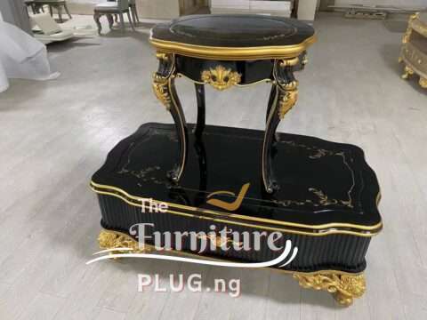 Luxury Antique Center Table and 2 Side Stool Set