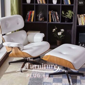 Luxury Leather Lounge Chair with Footrest