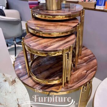 Classy Marble Top Center table and 3 Pieces of Side stools set