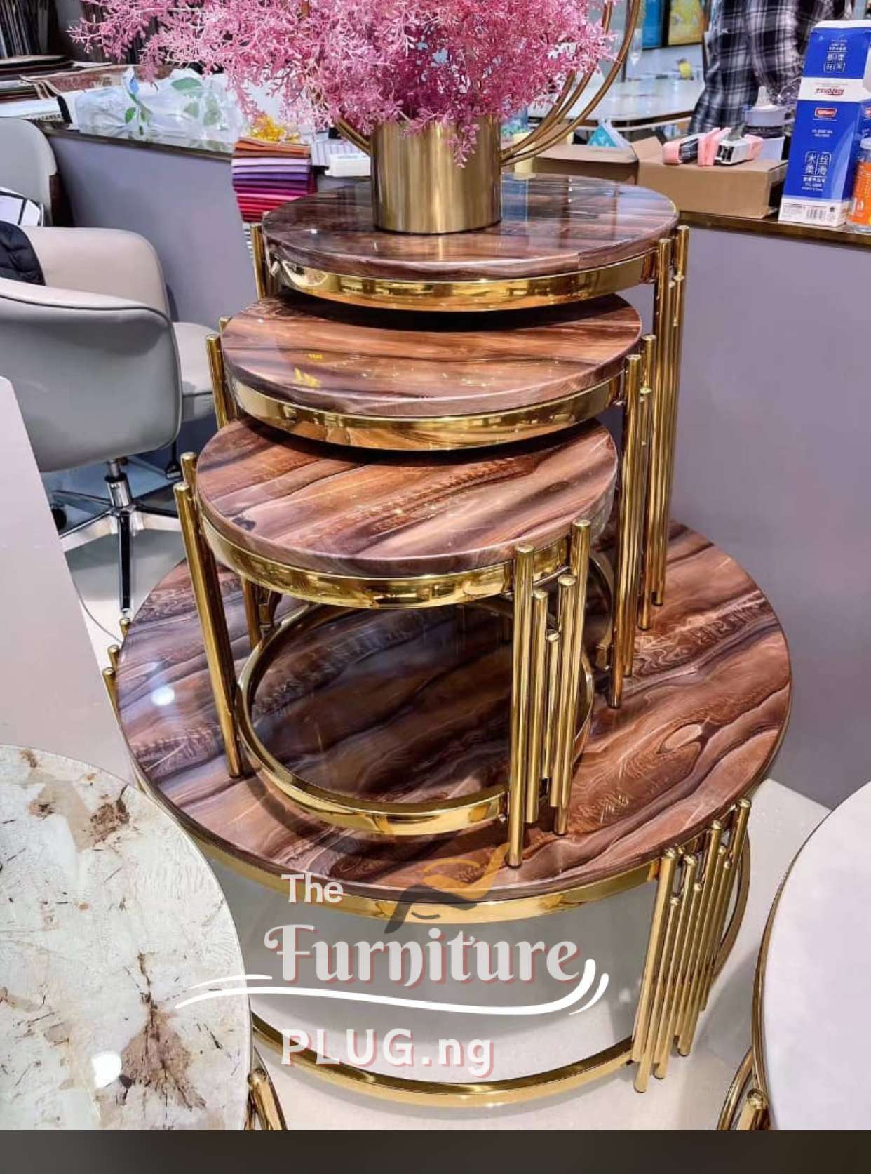 Classy Marble Top Center table and 3 Pieces of Side stools set 1 Classy Marble Top Center table and 3 Pieces of Side stools set