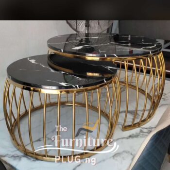 Marble Top 2 in 1 Center Table with Golden Frame - The Furniture Plug Nigeria