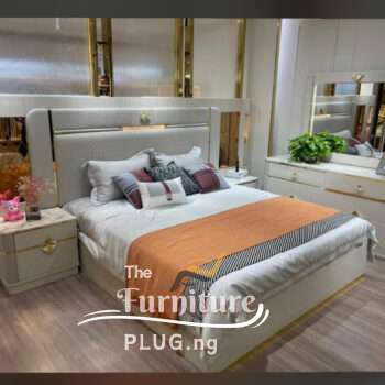 Luxury Contemporary 6by7 Bedset with Dresser and Side Drawers - Furniture Plug Nigeria