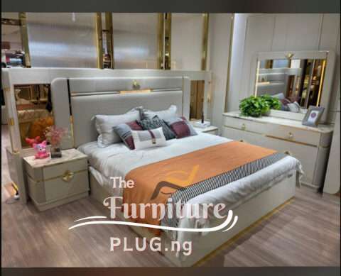 Luxury Contemporary 6by7 Bedset with Dresser and Side Drawers - Furniture Plug Nigeria