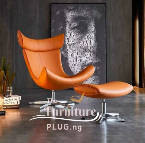 Classy Leather Lounging Single Chair with Footrest