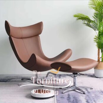 Classy Leather Lounging Single Chair with Footrest