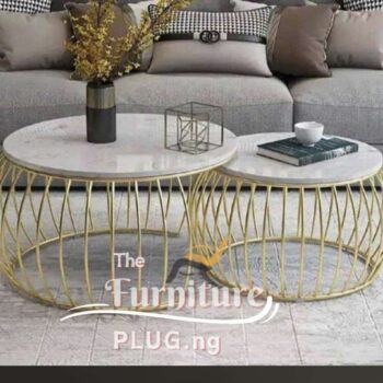 Marble Top 2 in 1 Center Table with Golden Frame - The Furniture Plug Nigeria