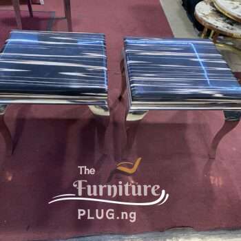 marble top Side stools with silver steel frames - The Furniture Plug Nigeria