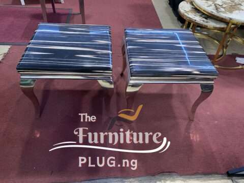 marble top Side stools with silver steel frames - The Furniture Plug Nigeria