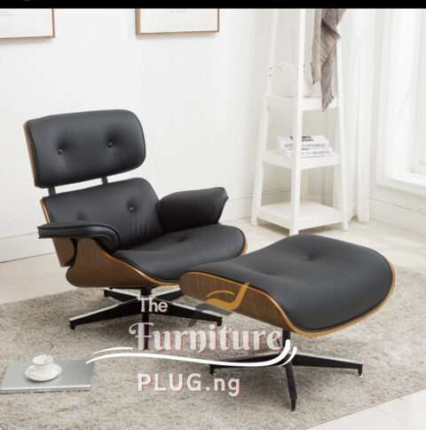 Luxury Leather Lounge Chair with Footrest