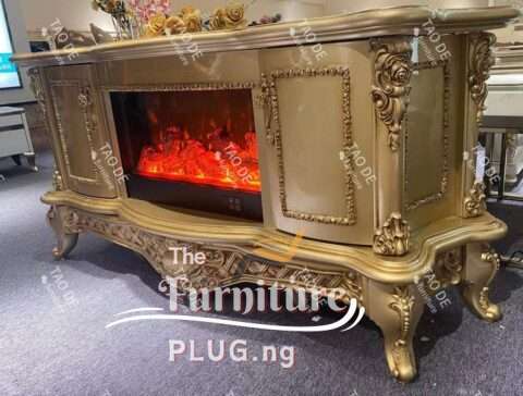 Luxury Royal Golden Fireplace TV stand