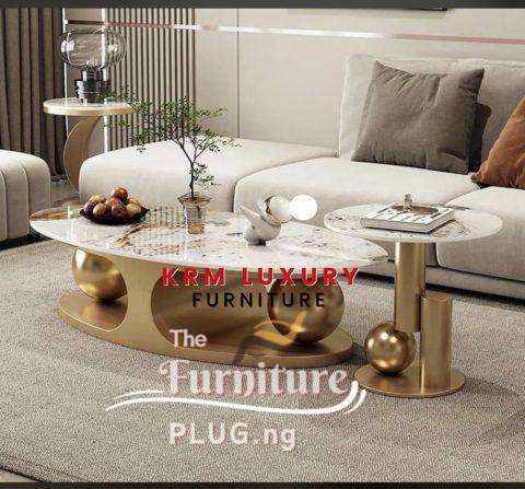 Center Table + 1 side stool Marble top Set