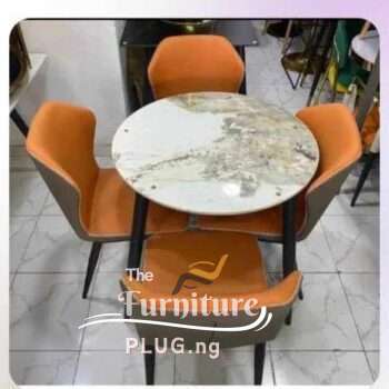 Round Marble top 4 seater dining set