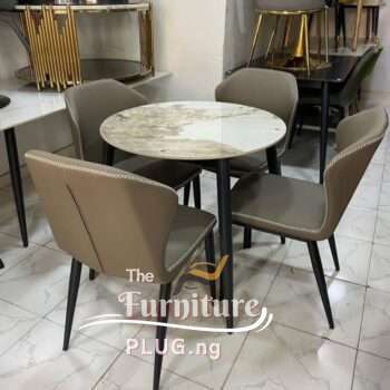 Round Marble top 4 seater dining set