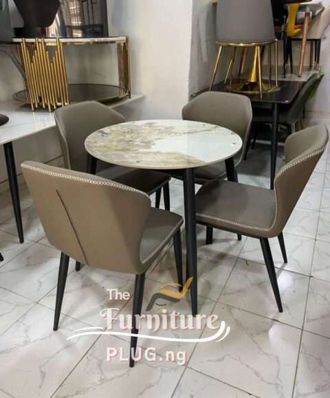 Round Marble top 4 seater dining set