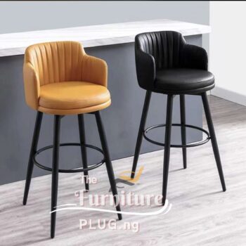 Classy Leather High Back Bar Stool