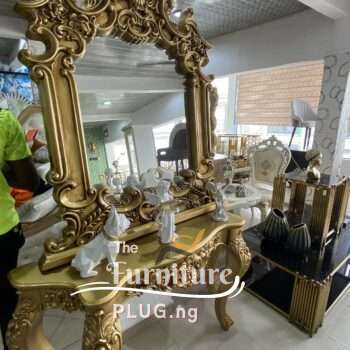 Luxury Gold Antique Console Mirror and Table Set - best furniture online store