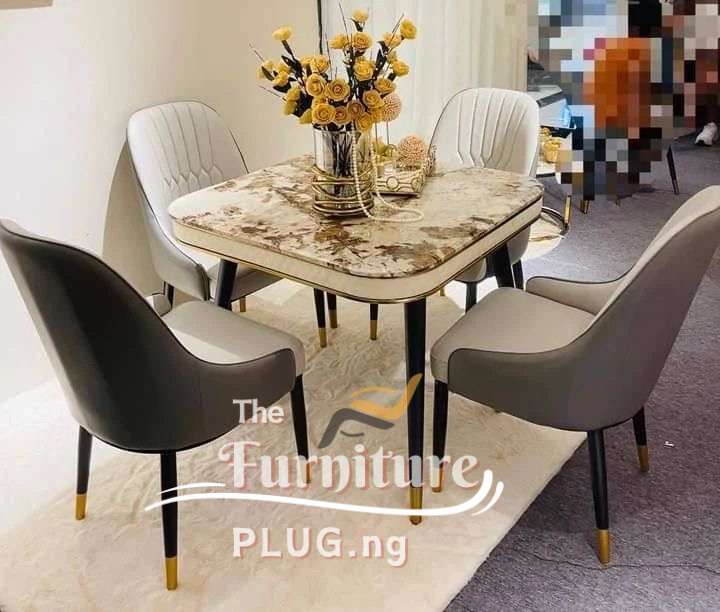 Classy 4 Seater Marble Top Dining Table Set - Square Table 1 Classy 4 seater affordable dining table set - furniture plug Nigeria