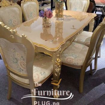 Royal Antique Wooden 6 Seater Set - Gold Color