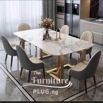 Classy 6 Seater Marble Top Dining Table Set - the furniture plug nigeria