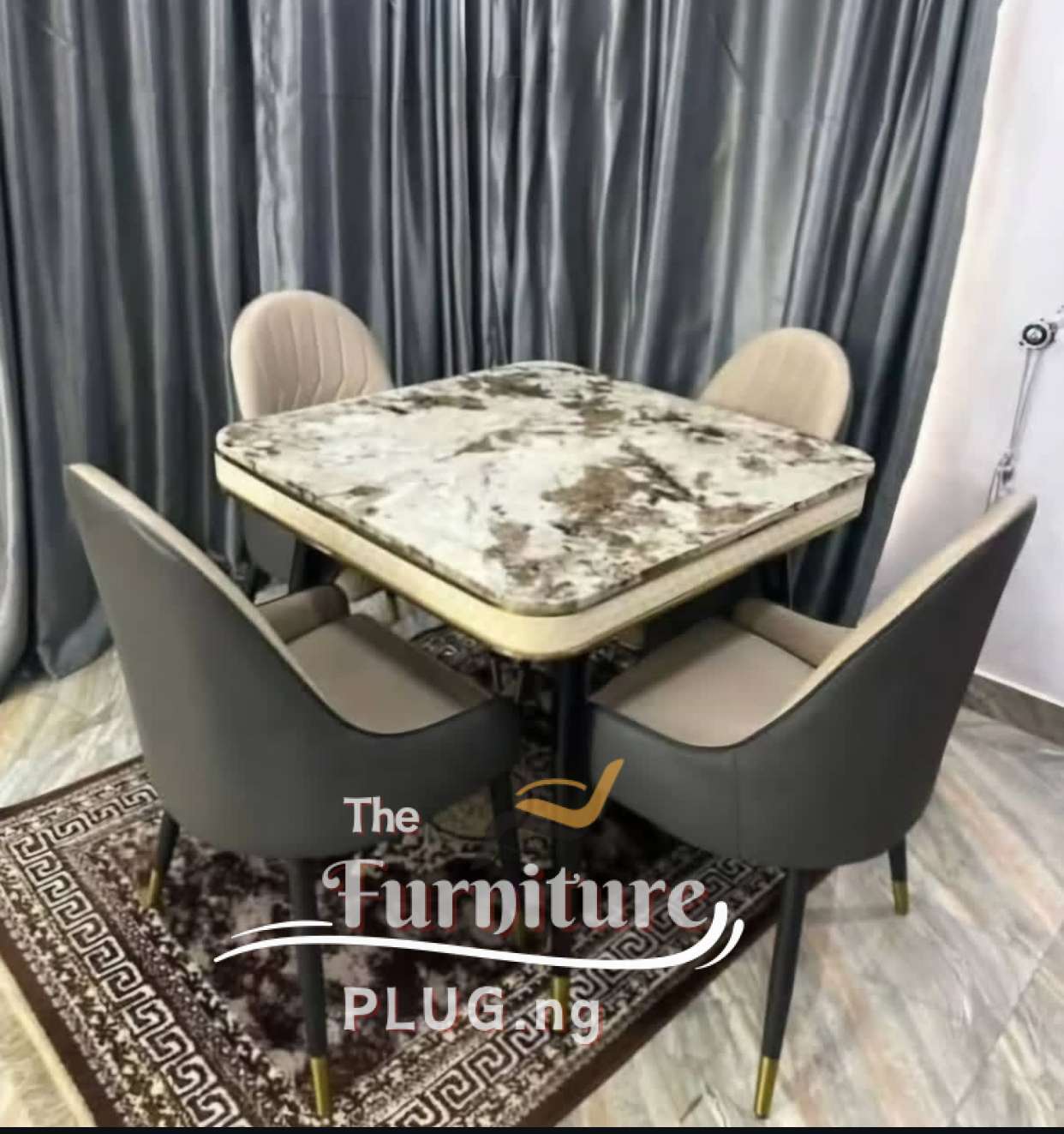 Classy 4 Seater Marble Top Dining Table Set - Square Table 2 Classy 4 seater affordable dining table set