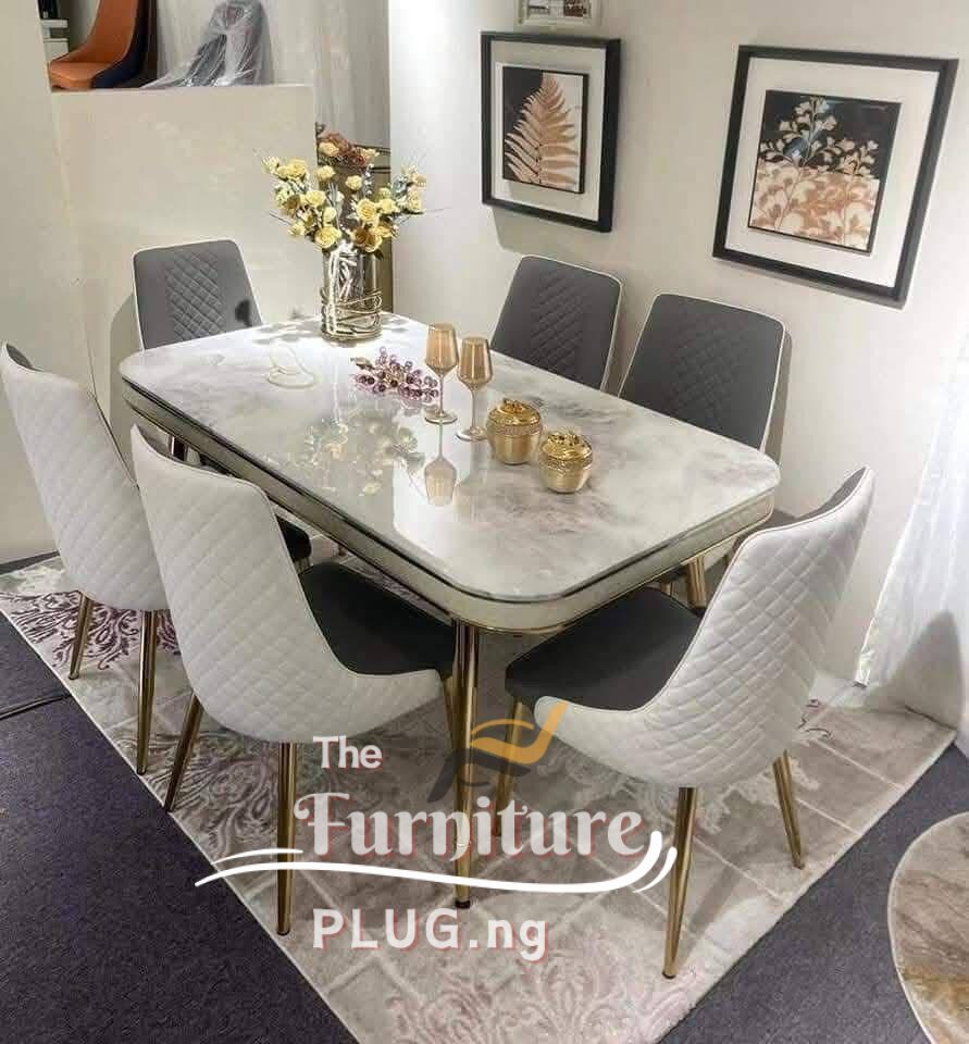 Modern Design Marble Top 6 Seater Dining Set 2 Premium Contemporary Marble Top 6 Seater Dining Set near me
