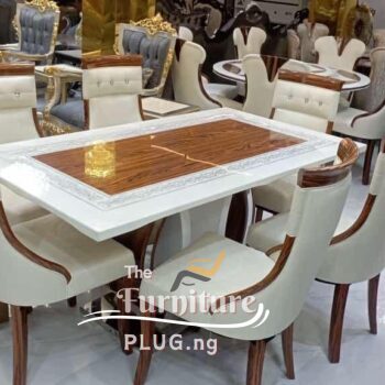 Luxury 6 Seater Marble Top Dining Set with High back Chairs