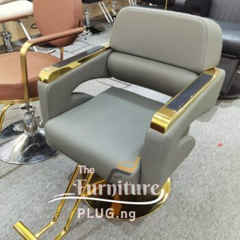Quality Grey Leather with gold frame Saloon barber hairdresser chair furniture buy in Nigeria