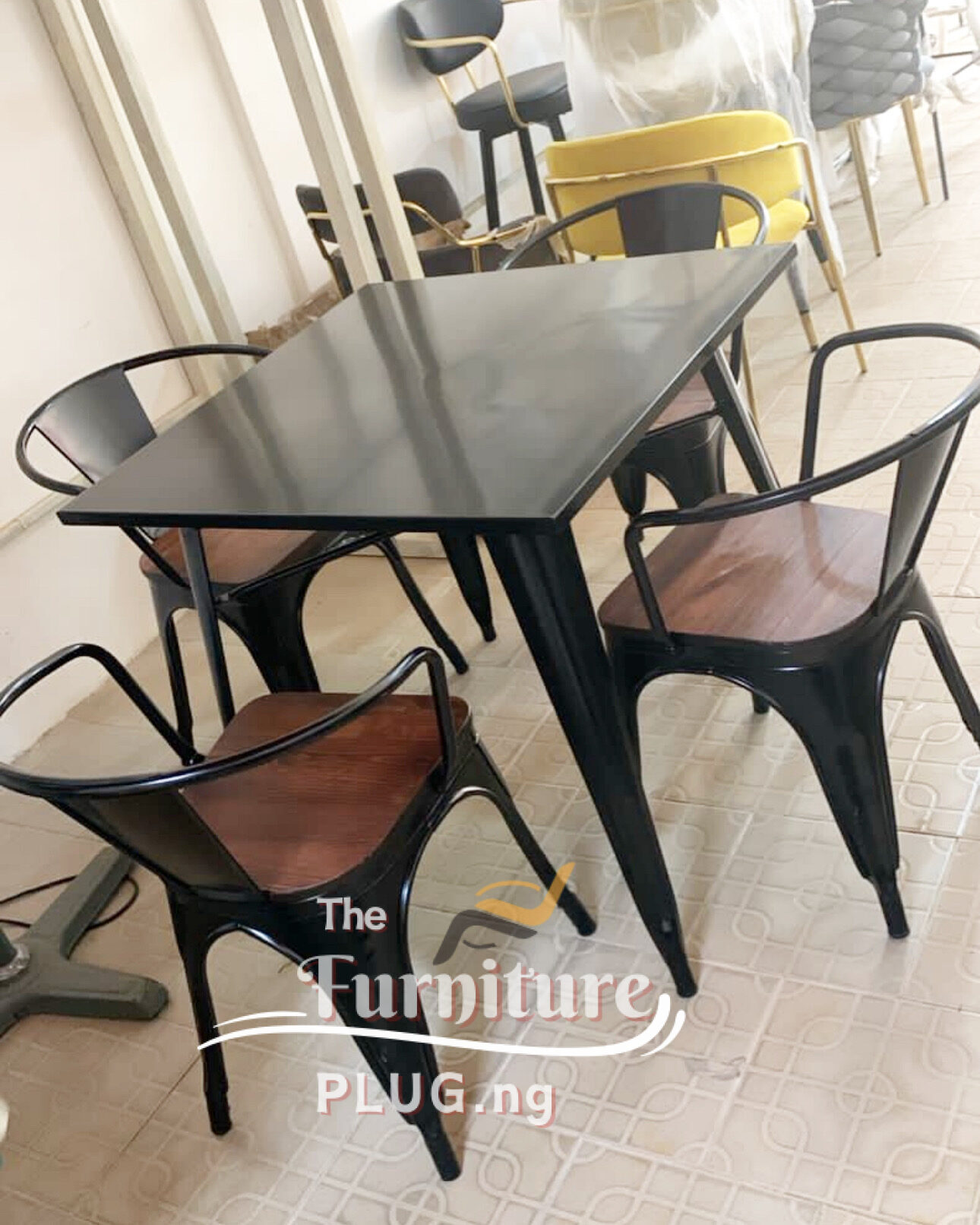 Classy Wooden Restaurant 4 Seater Dining Set with Metal Frame 1 Classy Wooden Restaurant 4 Seater Dining Set