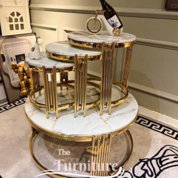 Classy Marble Top Center table and 3 Pieces of Side stools set