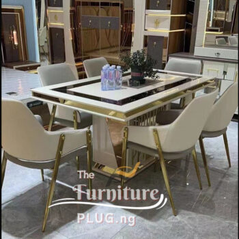 Luxury 6 Seater Dining Set with Leather Chairs