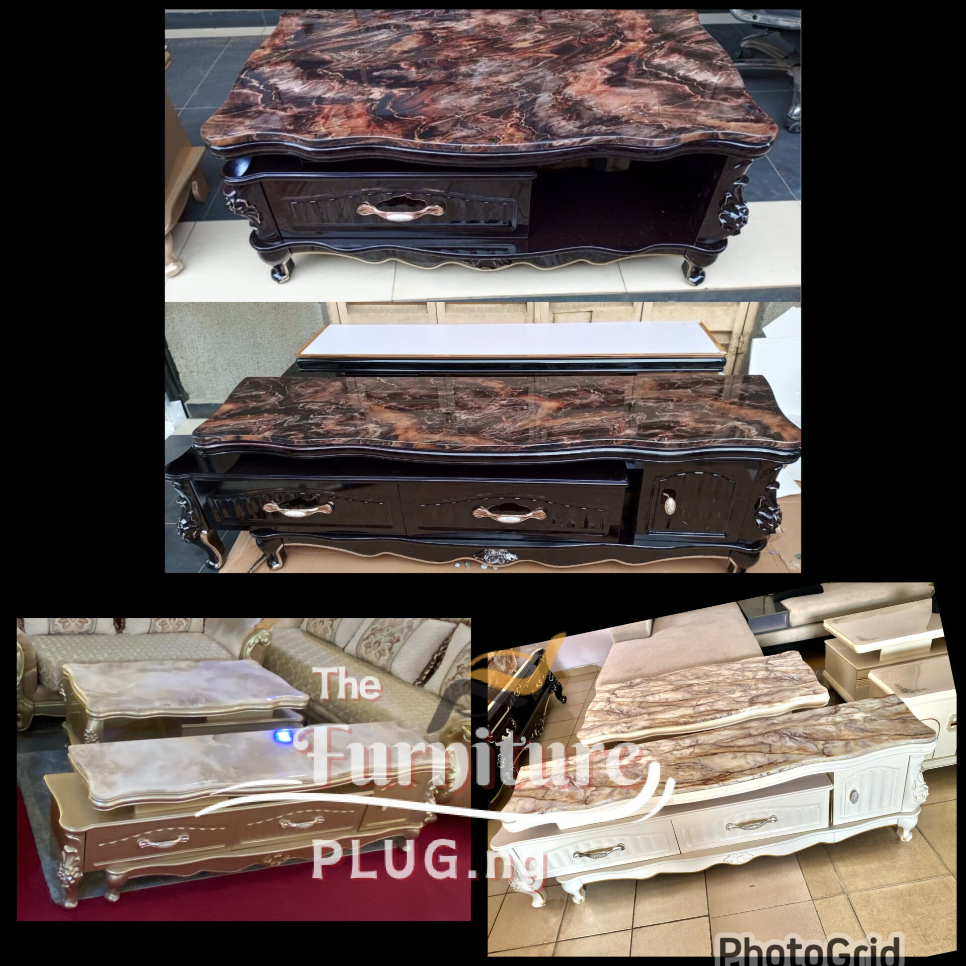 Classy Royal Adjustable TV Stand and Center Table with marble Top