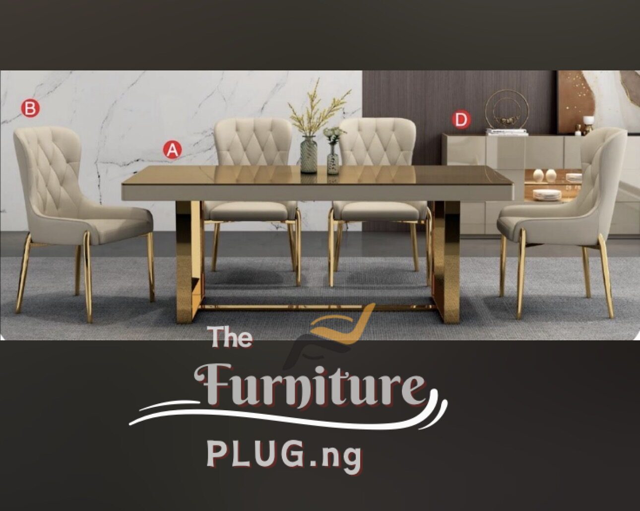 Premium Modern Design 6 Seater Dining Set 1 6 seater premium dining set with gold frame