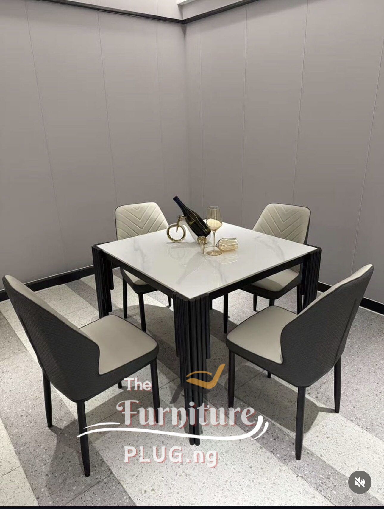 Luxury 4 Seater Marble Top Dining Set 1 Quality Dining restaurant and cafe table - Leather Chair