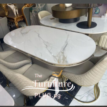 Premium Contemporary Wooden Top 6 Seater Dining Set ikoyi