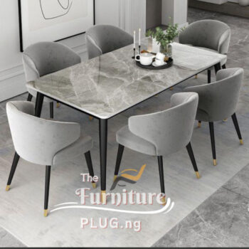 Premium Contemporary Marble Top 6 Seater Dining Set