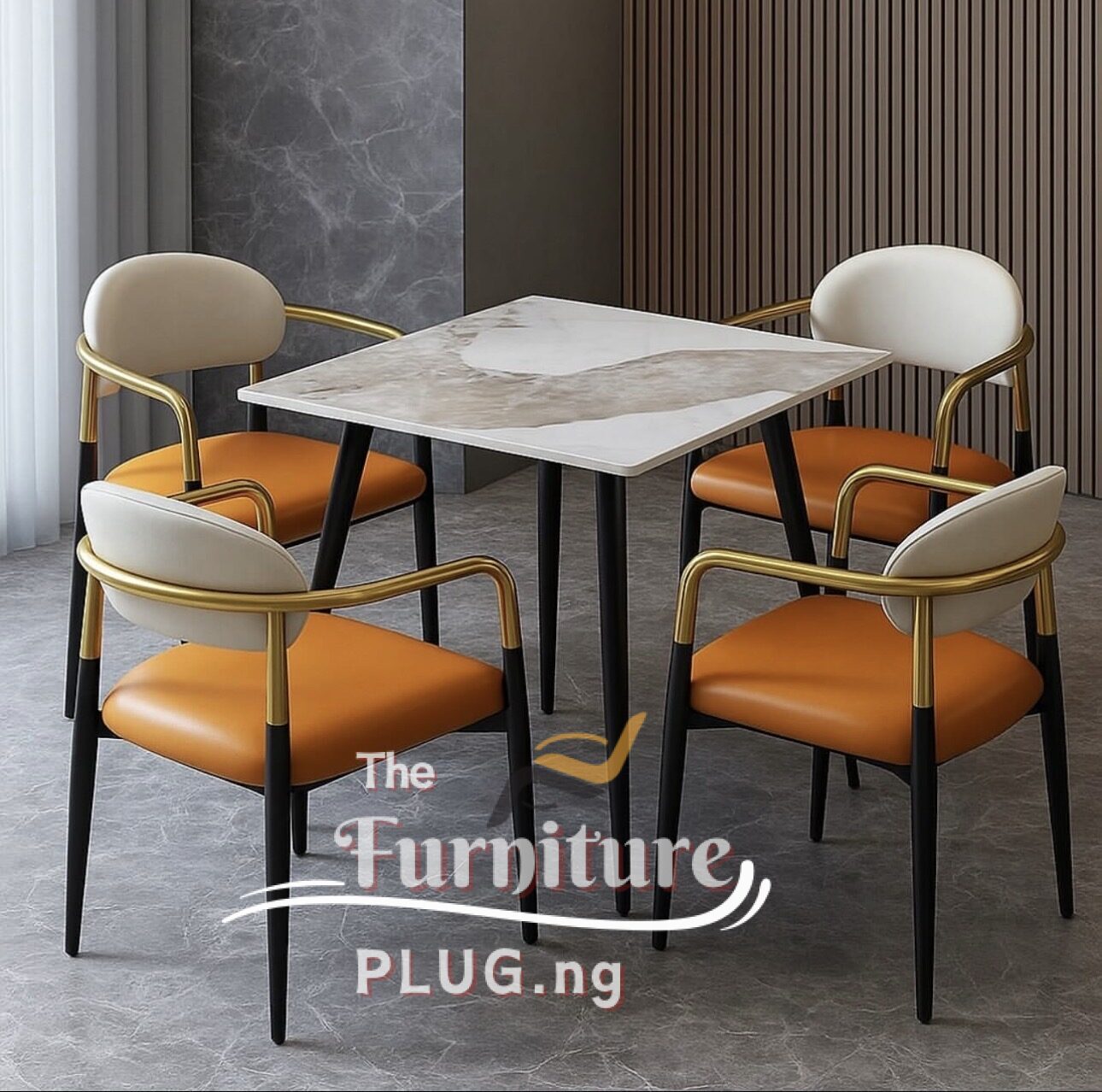 Luxury 4 Seater Marble Top Dining Set 1 Quality Dining restaurant and cafe Chair