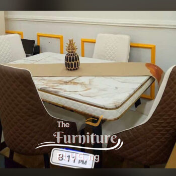 High Quality Marble Top 4 Seater Dining Set - Big Table