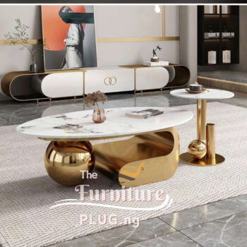 Classy Center Table and Single Side Stool Marble top Set