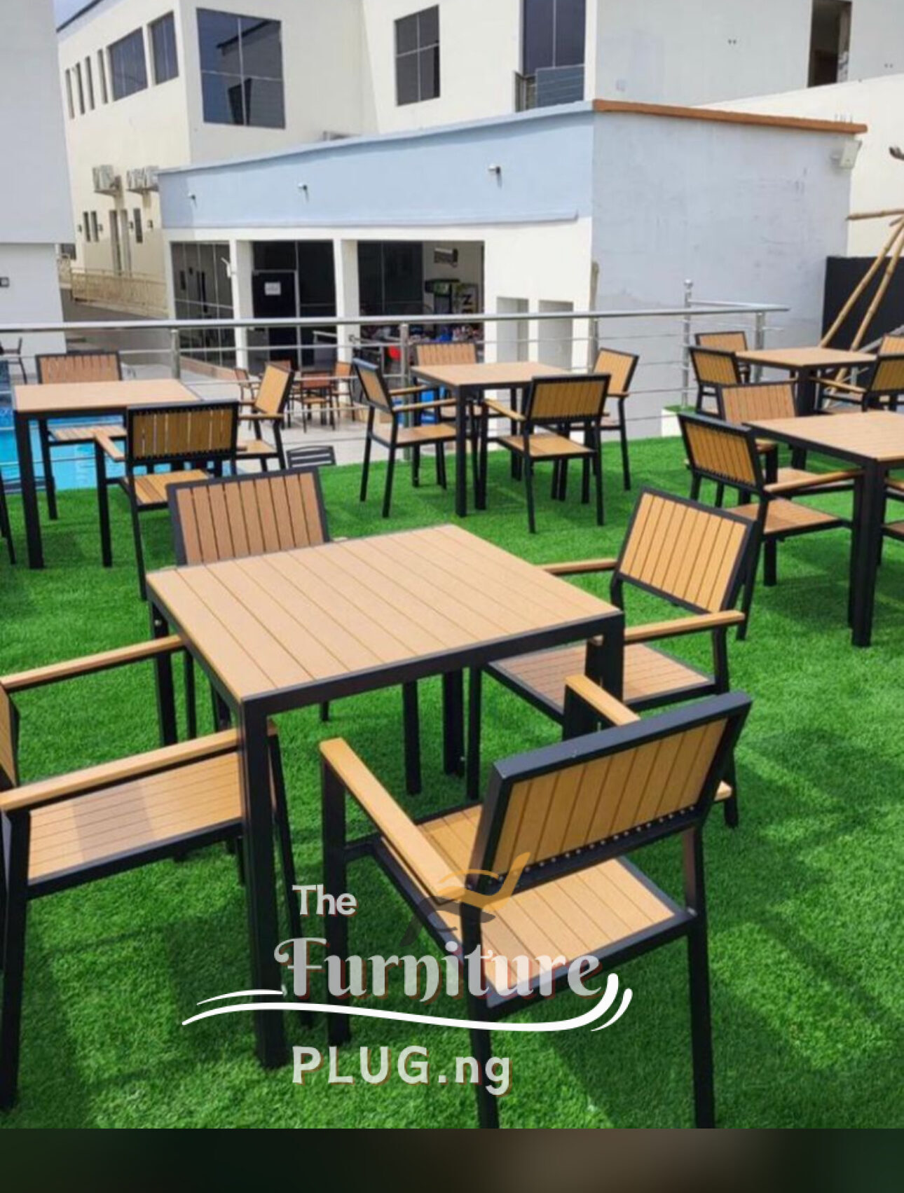 Classy Wooden Restaurant 4 Seater Dining Set with Metal Frame 1 Classy Minimalist Restaurant Cafe Dining Wooden Table and chair with metal frame