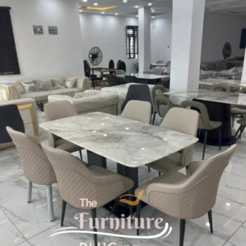Modern Contemporary Design Marble Top 6 Seater Dining Set