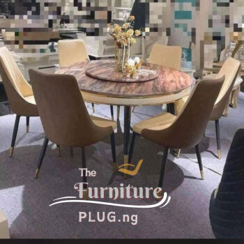 Modern 6 Seater Round Dining Table Set