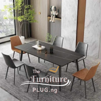 contemporary 6 seater marble dining table set