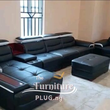Leather Luxury Sectional Living Room Sofa with adjustable head rest
