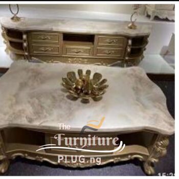 Luxury Royal Gold TV Stand and Center Table with marble Top