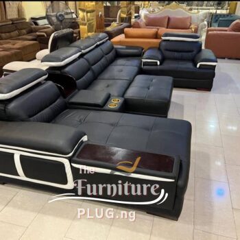 Leather Luxury Sectional Living Room Sofa with adjustable head rest