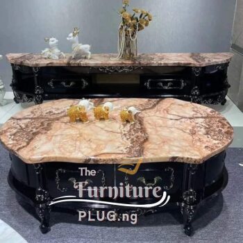 royal marble top center table and side stool set