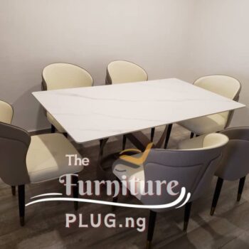 Modern Contemporary Design Marble Top 6 Seater Dining Set
